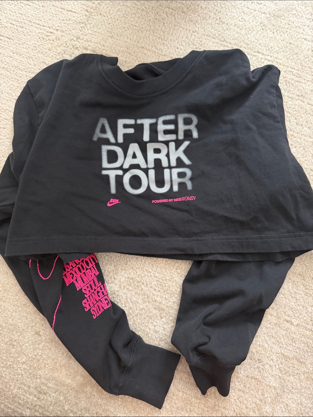 Nike Black Sweatshirt with Pink Accent Text - "After Dark Tour"